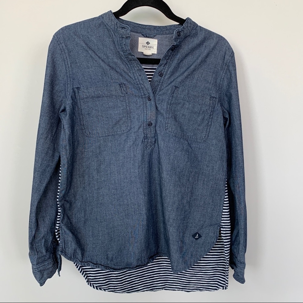 Sperry Half Button Jean and Striped Top Size S‎